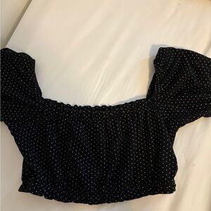 Brandy Melville Black and White Polka Dot Crop Top